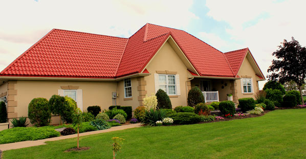 Red steel roof house